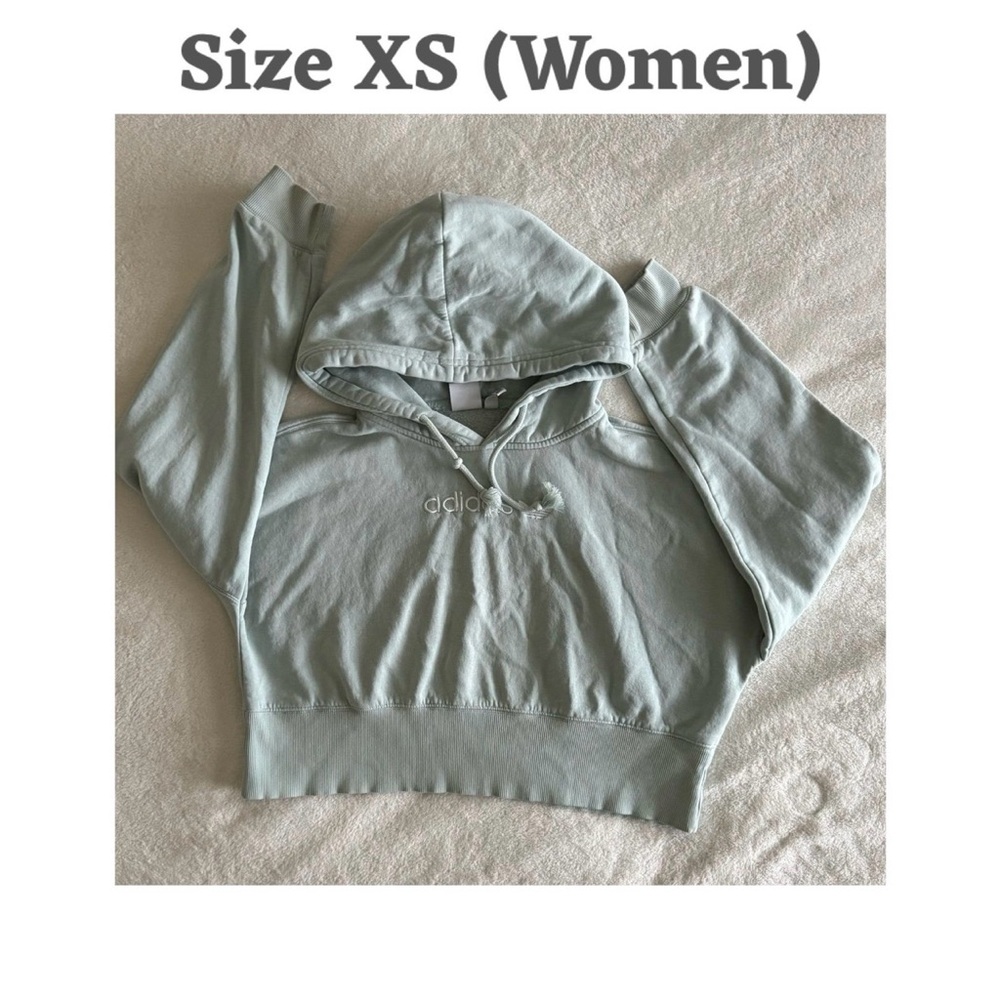 adidas Originals Women's XS Light Green Pullover Hoodie Cotton Embroidered Logo